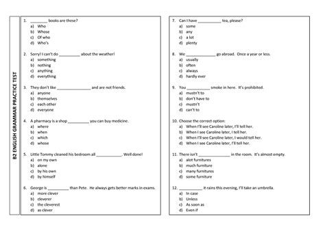 B English Grammar Practice Test English Level Test