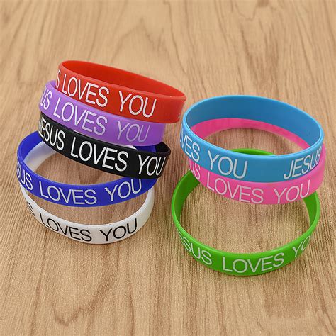 X Jesus Loves You Silicone Wristbands Rubber Bracelet Event Charity