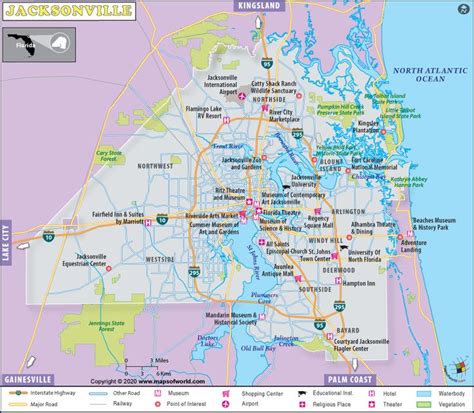 Map of Jacksonville city, named after the first military governor of ...