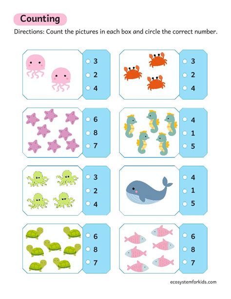 Counting To 1 To 10 Kindergarten Worksheets