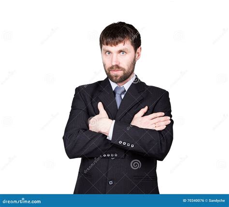 Body Language Man In Business Suit Gesture Of Arms And Hands