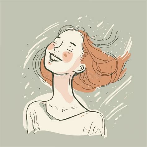 Happy Girl Vector Drawing Hand Drawn Doodle Of Cartoon Woman Smiling