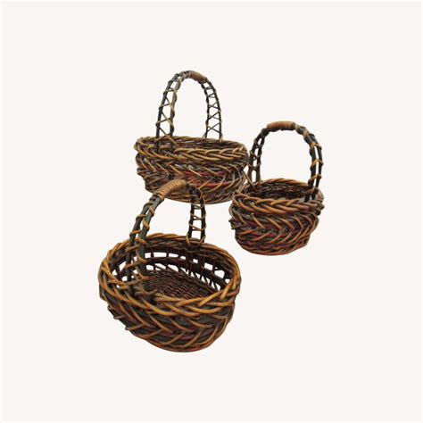 Thick Woven Wood Nesting Baskets (Set of 3) - AptDeco