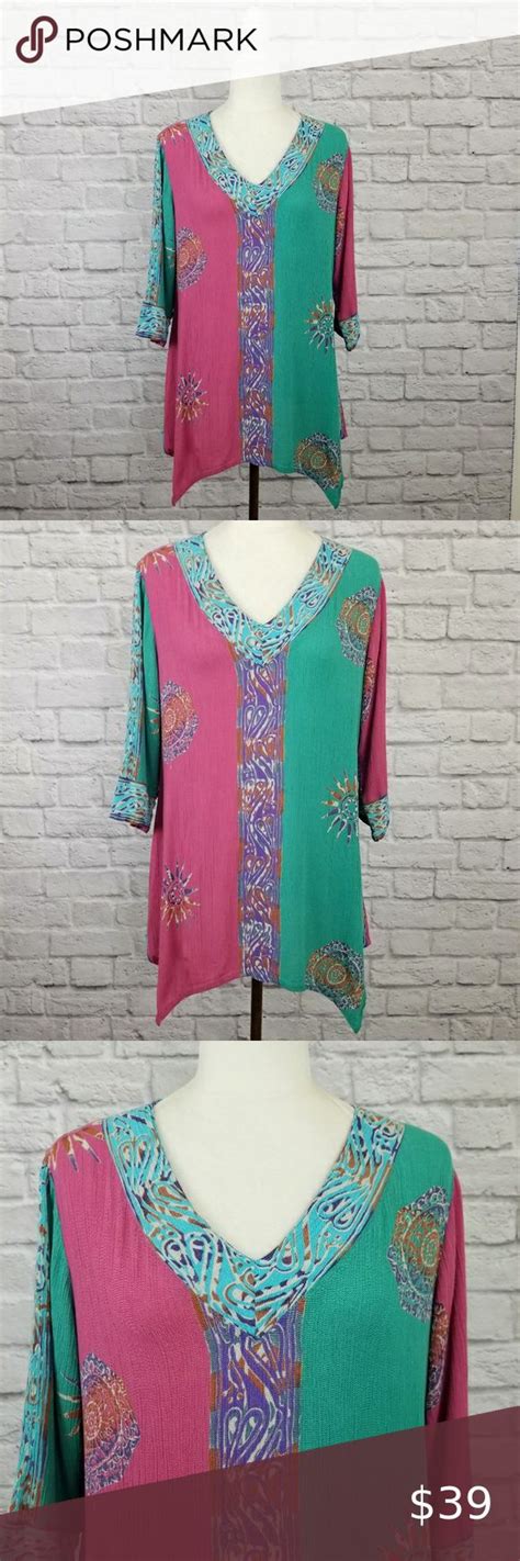 Soft Surroundings Multi Color V Neck Tunic Top Tunic Tops Soft