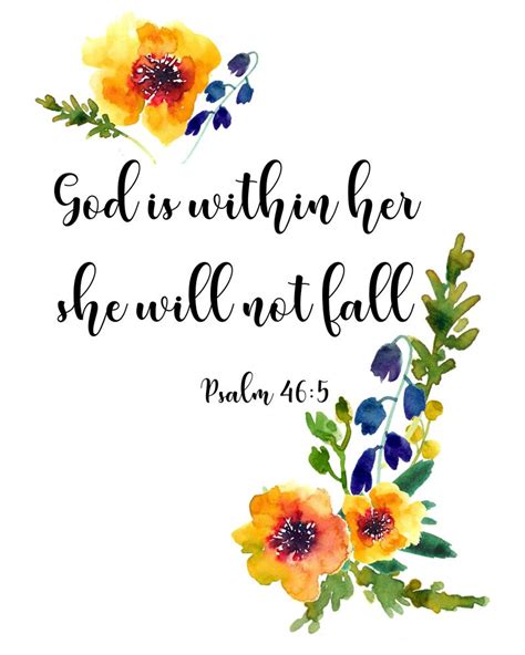 Scripture Art Printable Quote Psalm 465 God Is Within Her She Will