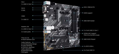 Asus Prime A520m A Motherboard Amd A520 Ryzen Am4 Matx M2 Support