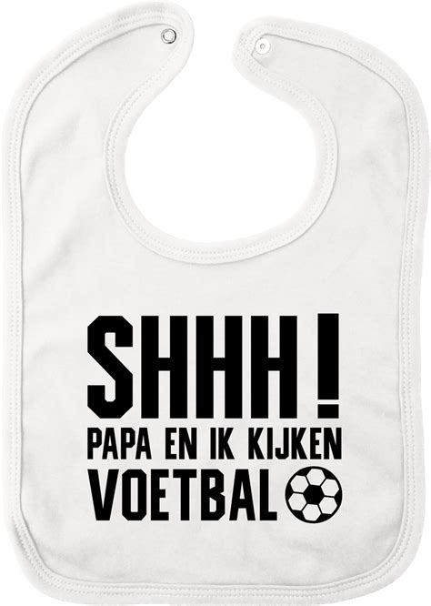 Slabbetje Shhh Papa En Ik Kijken Voetbal Wit Kraamcadeau