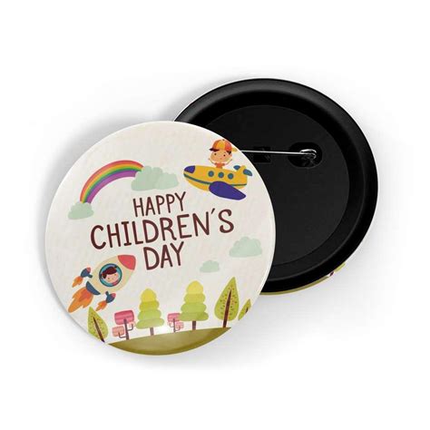 Dhcrafts Pin Badges White Color Special Days Happy Childrens Day White