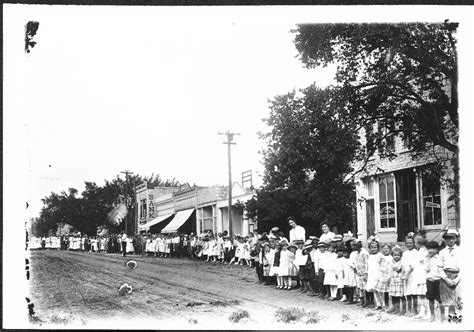 Adults And Children Gathered For A Parade Alma Kansas Kansas Memory