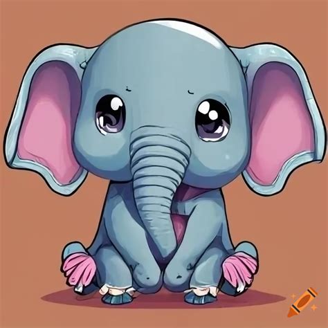 Cute 2d Anime Elephant On Craiyon