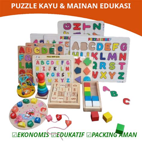 Jual Mainan Edukasi Puzzle Kayu Huruf Besar Hijaiyah Angka Perempuan