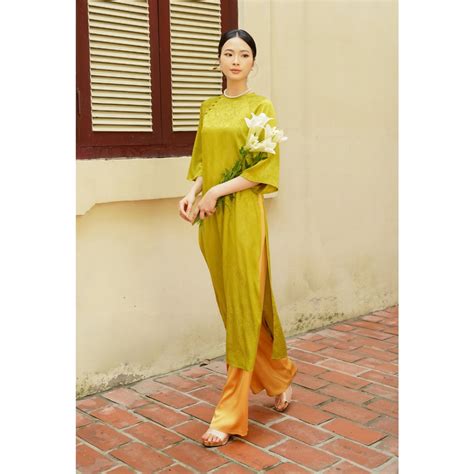 SẴN HÀNG Áo dài Gấm Niên Hoa cổ tròn thiết kế dáng suông tay lỡ chất liệu gấm tơ siêu hot