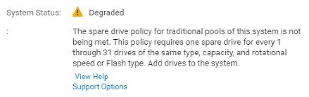Dell Unity After Upgrade The Hot Spare Policy For Traditional Pool Is Not Being Met Warning