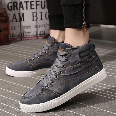 Verano Transpirable Denim High Top Zapatos De Hombre Versi N Coreana De