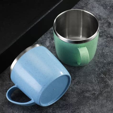 Tasse Caf Isol E En Acier Inoxydable Poign E Portable Double Couche