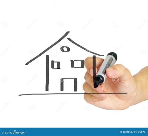 Draw A House With Markers In Hand Stock Image Image Of Blank