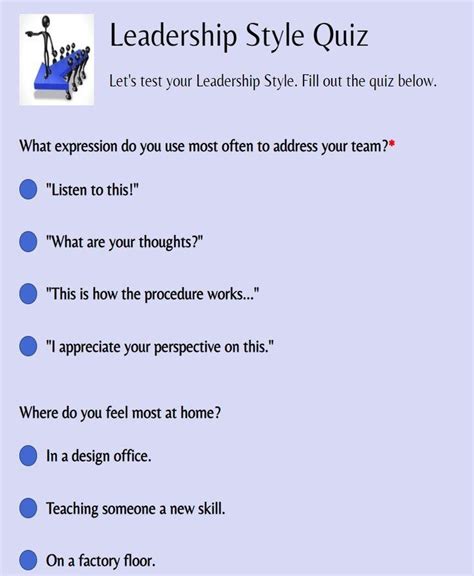 Free Online Leadership Style Quiz Template | 123FormBuilder