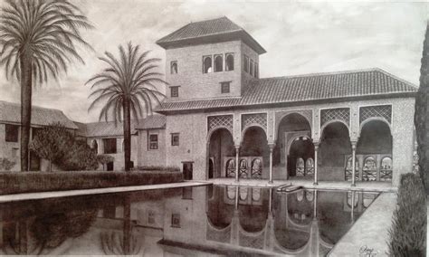 Alhambra Palace - pencil drawing - Dreams of an Architect