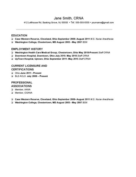 Anesthesiologist Cv Templates And Examples