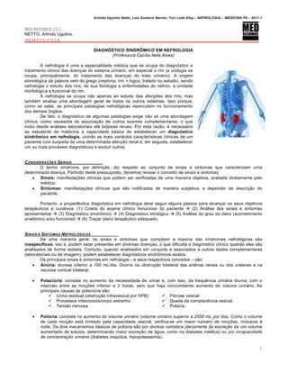 Semiologia Nefrologia Diagn Stico Sindr Mico Em Nefrologia Pdf