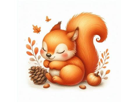 Cute Little Squirrel Sleeping Graphic by clipartguru · Creative Fabrica