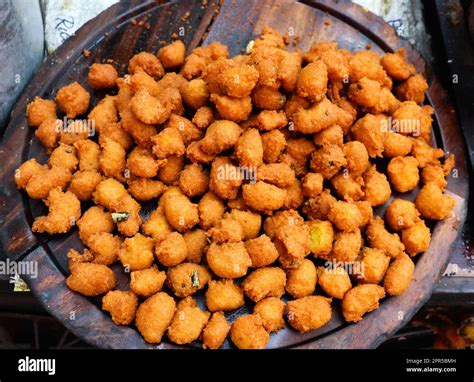 Tasty Pakora Aka Pakoda Indian Deep Fried Street Food On Sale Stock