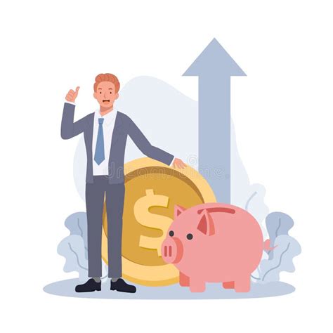 Piggy Bank Money Savings Concept Businessman Showing Thumb Up Gesture