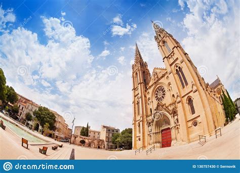 Place Gabriel Peri, Nimes Cathedral Church, France Stock Photo - Image of france, attractions ...