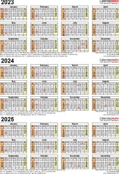 2023 2025 Three Year Calendar Free Printable PDF Templates