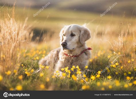 Dog Golden Retriever Field Stock Photo by ©Dasha9534 473867972