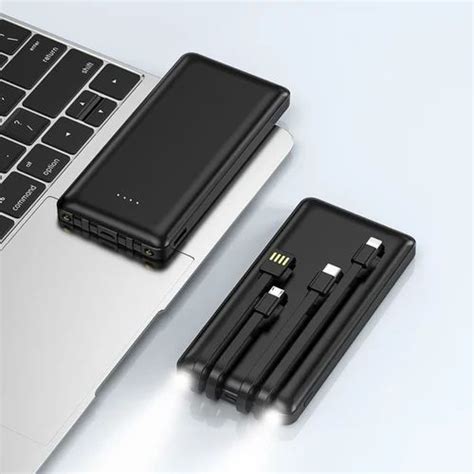 10000mah Powerbank Integrated Micro Type C Lightning And USB A