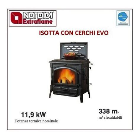 LA NORDICA ISOTTA CON CERCHI EVO STUFA LEGNA POTENZA 11 9KW GHISA 7119111