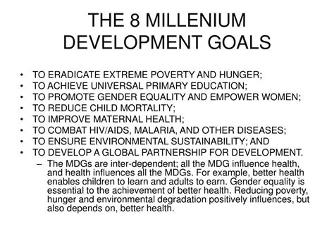 Ppt Millenium Development Goals Powerpoint Presentation Free