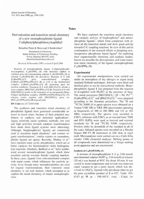 Pdf Derivatisation And Transition Metal Chemistry Nopr Niscair Res