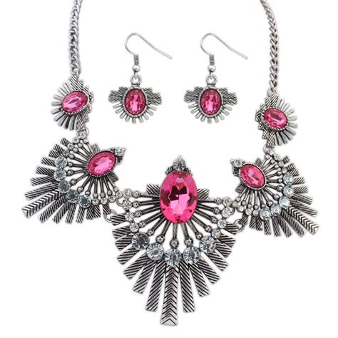 Zinc Alloy Jewelry Sets Earring And Necklace With Acrylic With 7cm