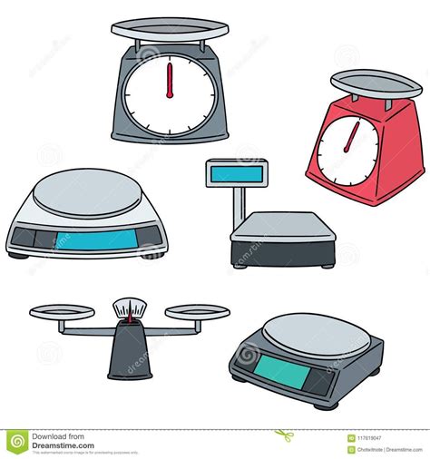 Vector Set Of Weighing Machine Stock Vector Illustration Of Equipment