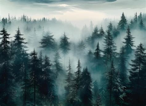 Premium Ai Image Foggy Misty Forest In The Mountain Landscape