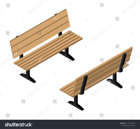 Isometric Flat Wooden Park Bench Set Stock Vector Royalty Free 1277425453 Shutterstock