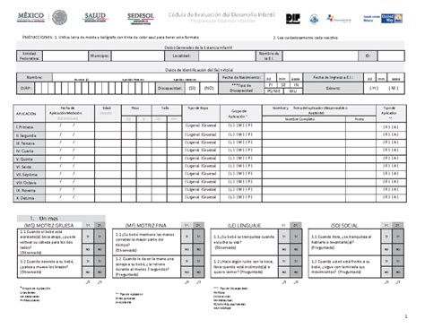 C Dula De Evaluaci N Del Desarrollo Infantil Programa De Estancias