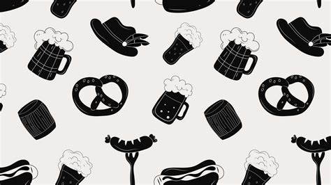 Oktoberfest Loop Background. Oktoberfest objects and icons . Beer, hat, meat, , hot dog ...