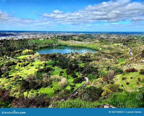 View Of Valley Lake From Mt Gambier Centenary Tower Stock Photo