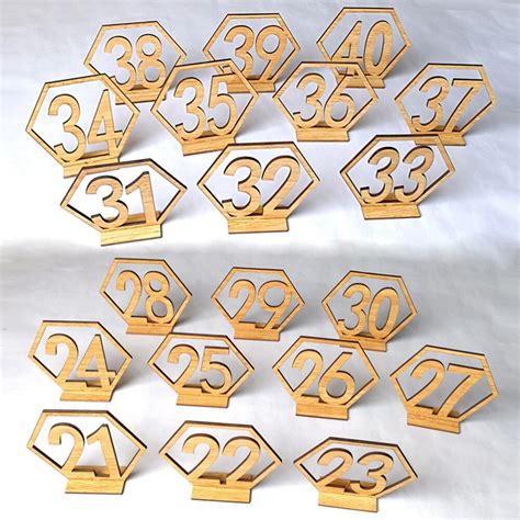 20Pcs Hexagon 1 20 Houten Tafel Nummers Met Houder Grandado