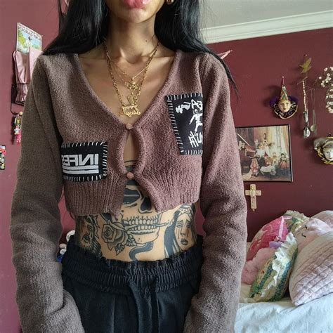Long Sleeve Crop Top With Naked Aggression And Depop