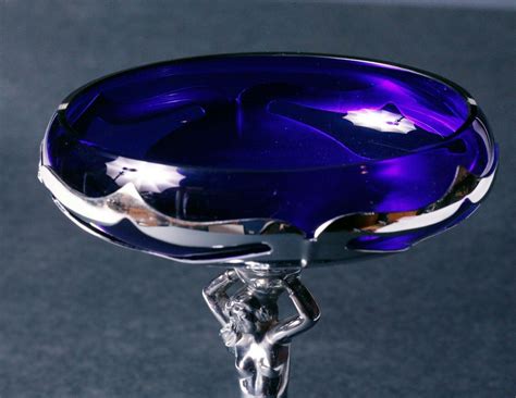 Art Deco Blue Cambridge Farber Blue Nude Stem Comport Artedeco Online Antiques