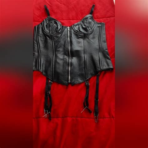 Allure Intimates Sleepwear Allure Lingerie Black Leather Adjustable Corset Size M Poshmark