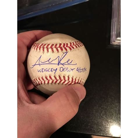 Addison Russell Cubs Inscribed Wrigley Debut Signed Game Used Baseball