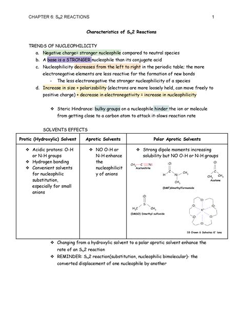 Organic Chem I Notes Chapter 6 SN2 Reactions CHAPTER 6 SN2