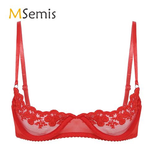 Womens Lingerie Sheer Floral Lace Underwired Bra Underwear Adjustable Strap Unlined Brassiere