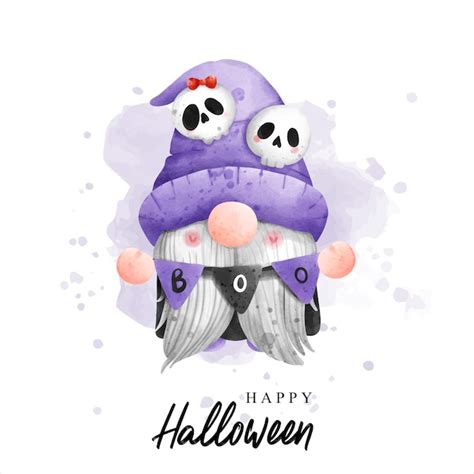 Premium Vector Watercolor Gnome Halloween Halloween Vector Illustration