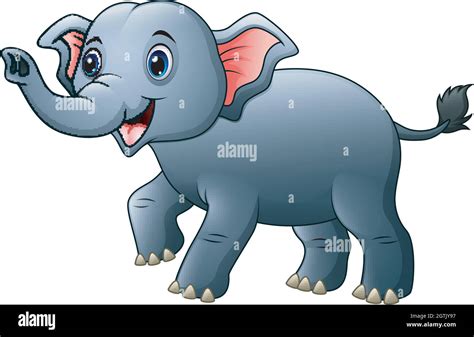 Lindo Elefante De Dibujos Animados Aislados Sobre Fondo Blanco Imagen